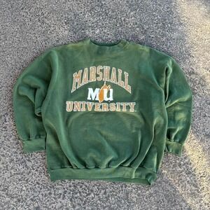 Vintage Logo 7 Marshall University MU Crewneck Sweatshirt XXL